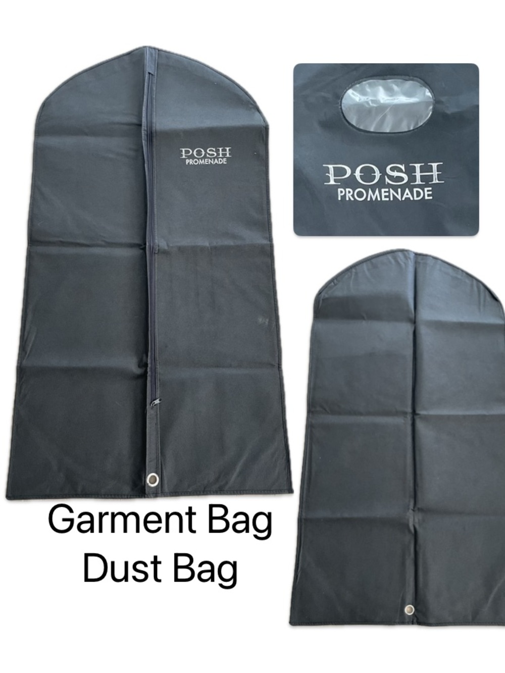 Posh Promenade Black Garment Bag Breathable Suit Coat Travel Cover NEW